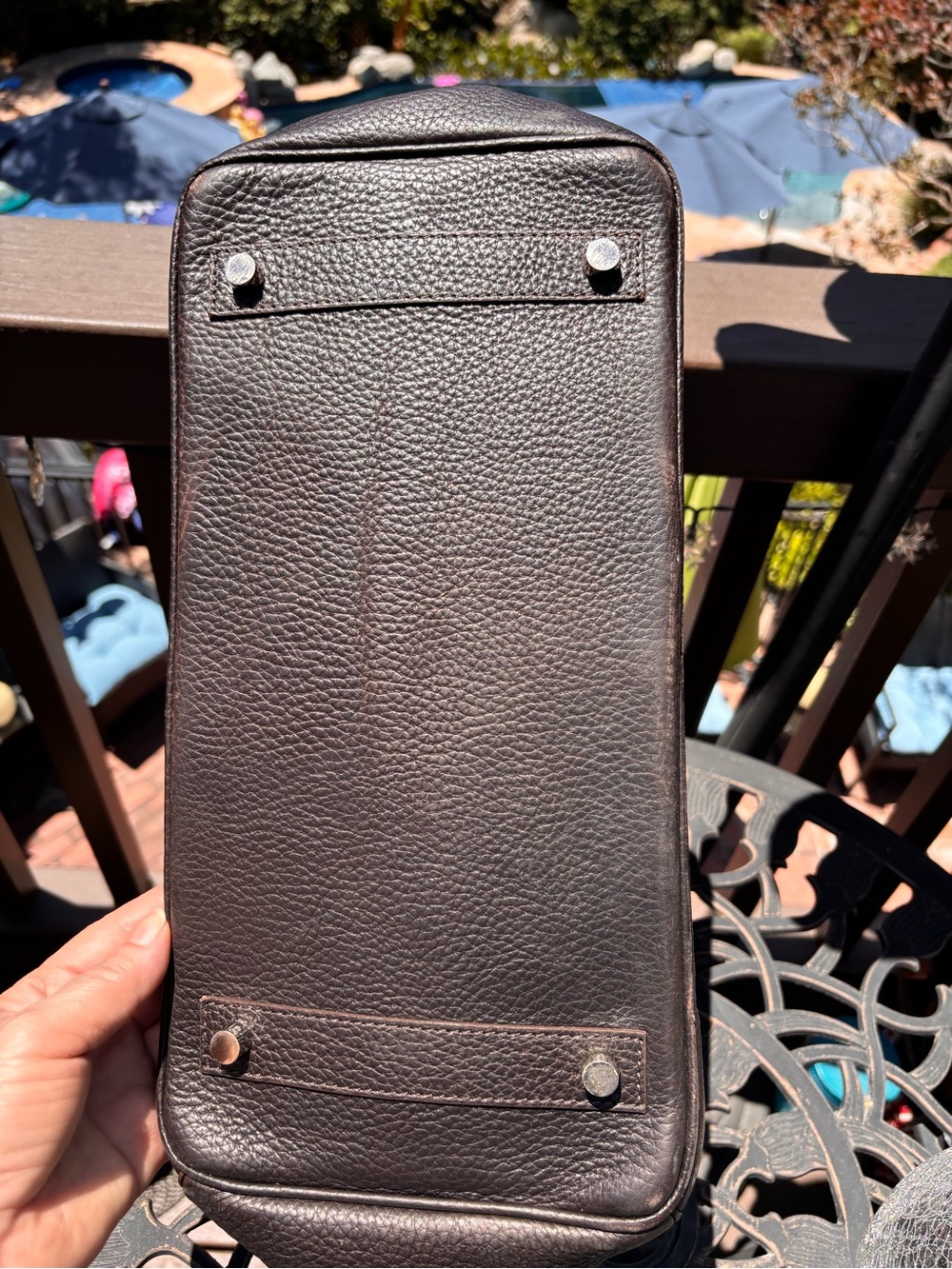 Classic Italian dark brown Leather Top-Handle Tote Bag - Picture 6 of 10